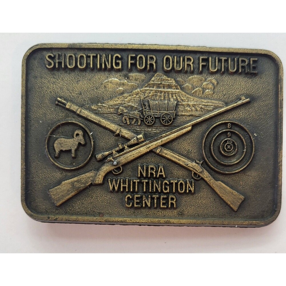 Vintage NRA Whittington Center Shooting For Our Future Rifle Belt Buckle